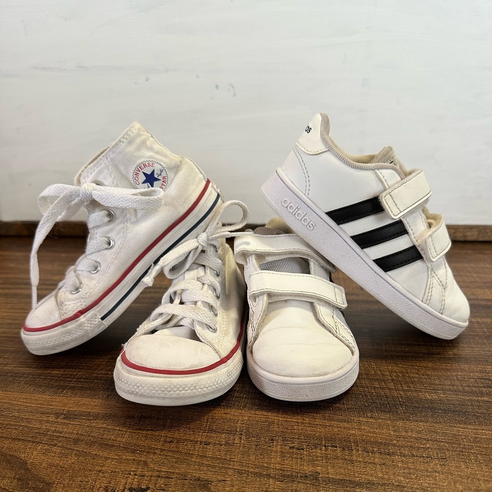 Size 8 toddler size converse and adidas lot